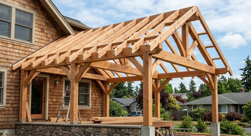 Porch Roof Framing in Conroe, TX